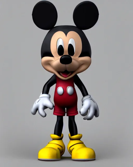 Prompt: full body 3d render of Micky mouse as a funko pop, studio lighting, white background, blender, trending on artstation, 8k, highly detailed