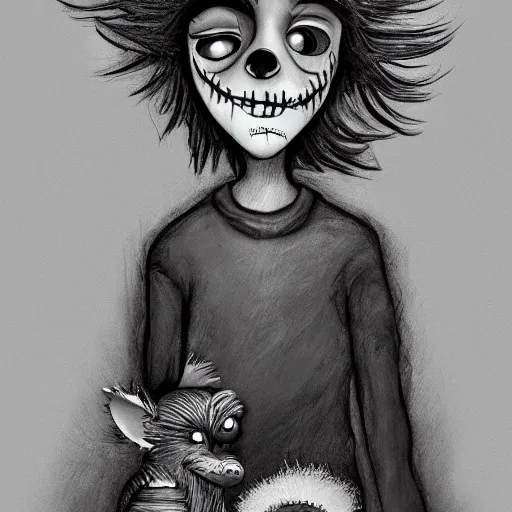 Prompt: a child who is forced to be something other than what he would have liked, having to be forced to give up his dreams, illustration by tim burton, 4 k, masterpiece, trending on art station, d & d