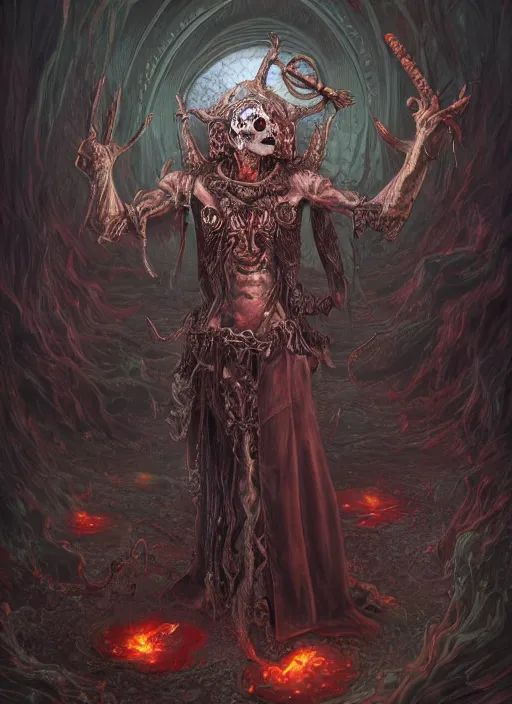 Image similar to fineart illustration of the necromancer, hyper detailed, fantasy surrealism, crisp