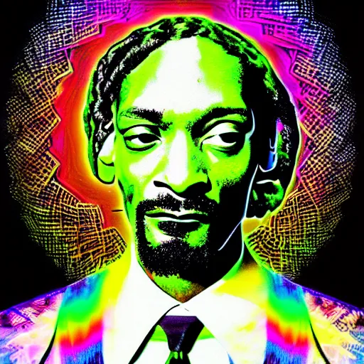 Image similar to snoop dogg psychedelic digital art