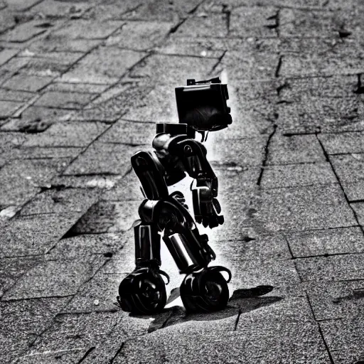 Prompt: robot killing a man - photographer