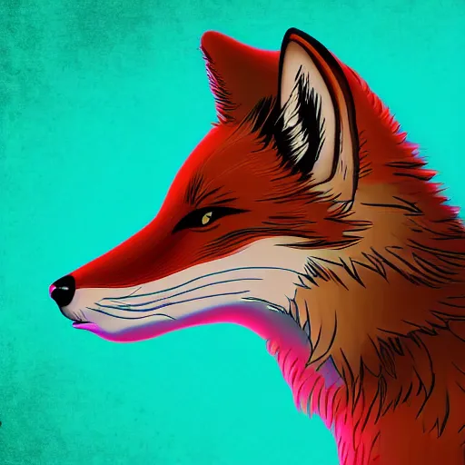 Prompt: digital fox, retrowave palette, highly detailed, retro subspace, anatomically correct vulpine, synth feel, fluffy face, ear floof, flowing fur, super realism, accurate animal imagery, 4 k digital art