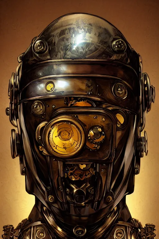 Image similar to steampunk helmet fantasy art mask robot ninja stylized digital illustration sharp focus, elegant intricate digital painting artstation concept art global illumination ray tracing advanced technology chaykin howard and campionpascale and cooke darwyn and davis jack