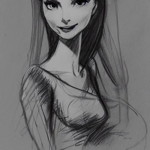 Image similar to milt kahl sketch of victoria justice as princess padme from star wars episode 3