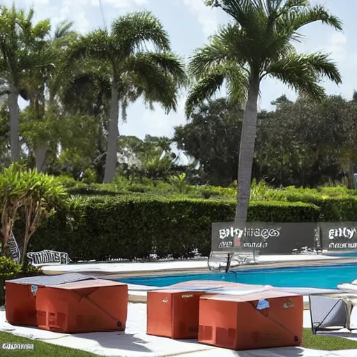 Image similar to “ cardboard boxes full of papers by the pool at the florida country club mar a lago, news photo, ap ”