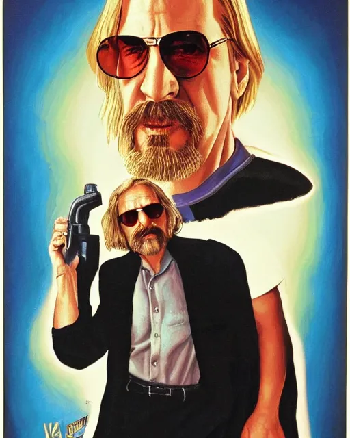 Prompt: walter in the big lebowski, airbrush, drew struzan illustration art, key art, movie poster