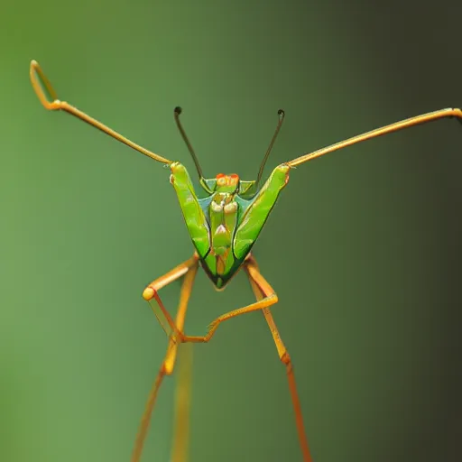 Prompt: 3 d praying mantis, macro, depth of field, f 1. 2 highly detailed