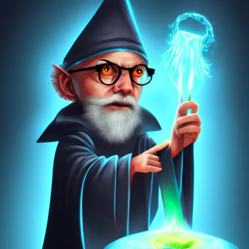 Image similar to wizard nerd casting a spell , digital painting , digital art , artstation , devian art , 4k , HD