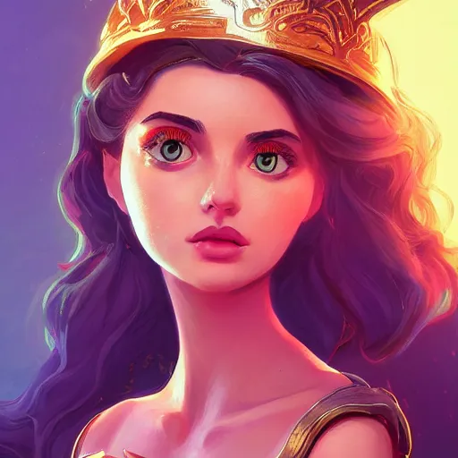 Image similar to Portrait of Ana de Armas as Athena, the greek goddess of wisdom, mattepainting concept Blizzard pixar maya engine on stylized background splash comics global illumination lighting artstation lois van baarle, ilya kuvshinov, rossdraws