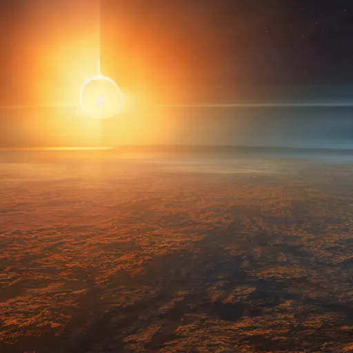 Prompt: the end of the world as the sun swallows the earth, highly detailed matte painting, 4 k