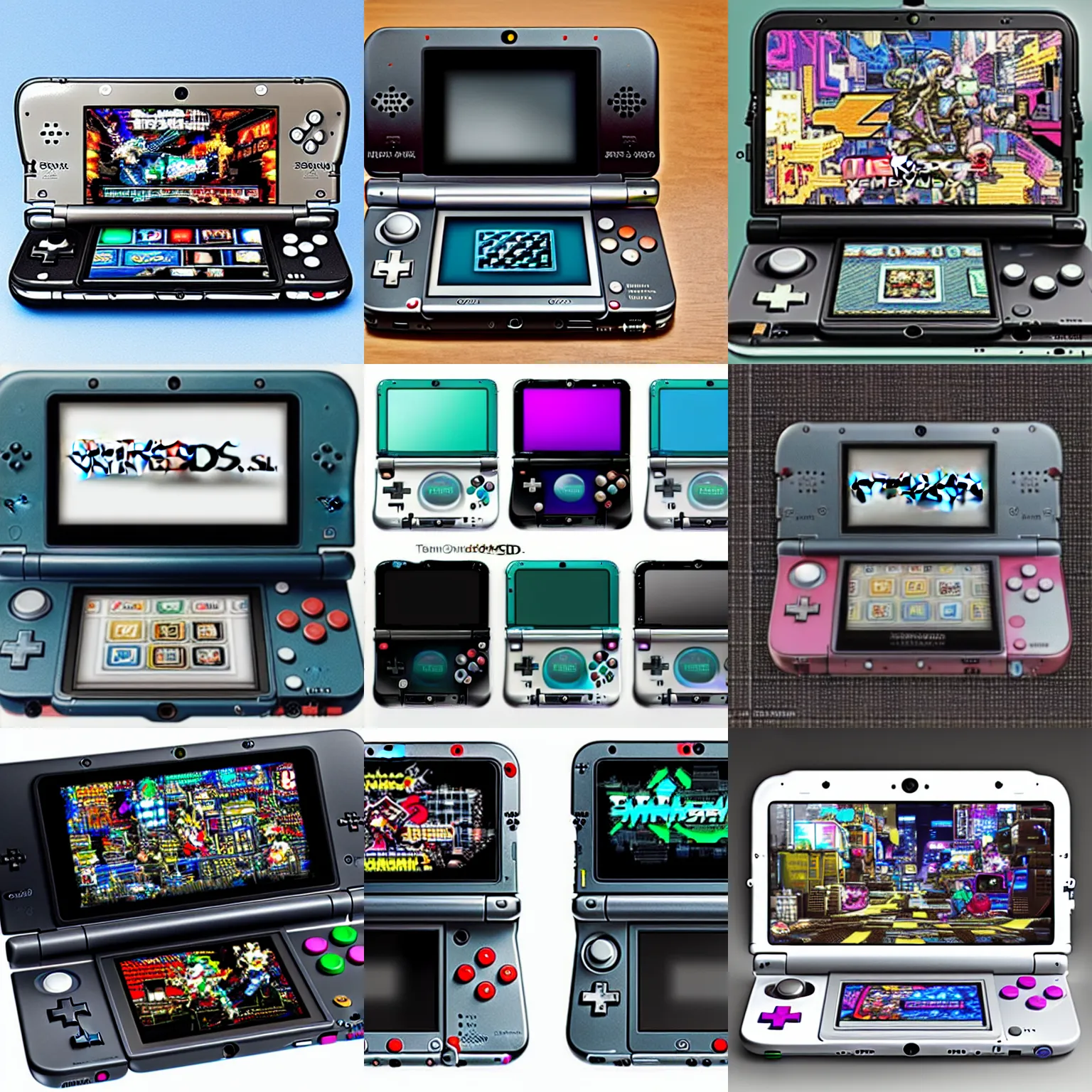 Prompt: nintendo 3ds in style cyberpunk, technology, electronics