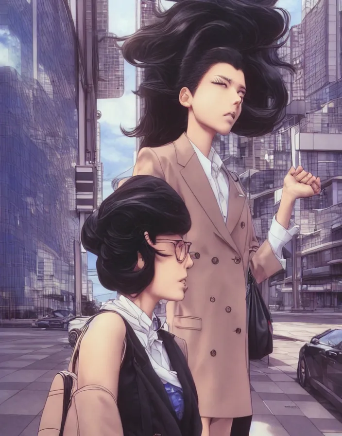 Prompt: portrait of a snobby rich mexican girl standing at a bus stop, by katsuhiro otomo, yoshitaka amano, nico tanigawa, and artgerm rendered with 3 d effect, sweet artpiece.