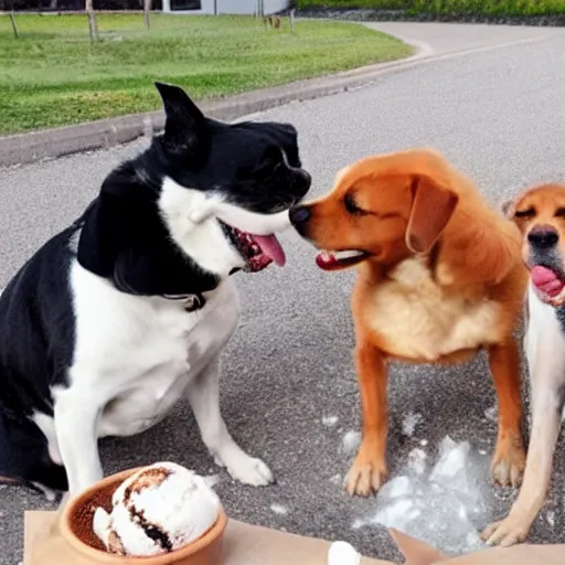 Image similar to dogs eating ice cream