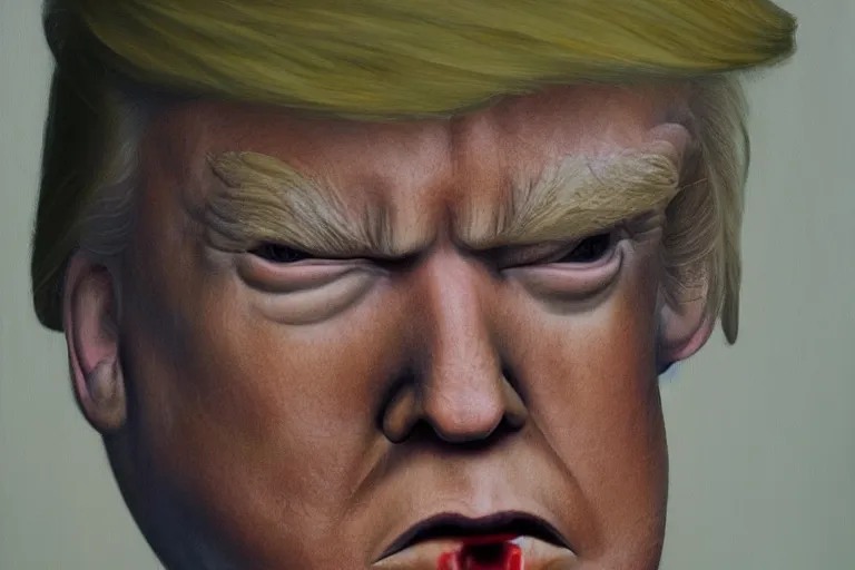 Prompt: Donald trump as the doll from Saw, oil on canvas, artstation, portrait, masterpiece, aesthetic