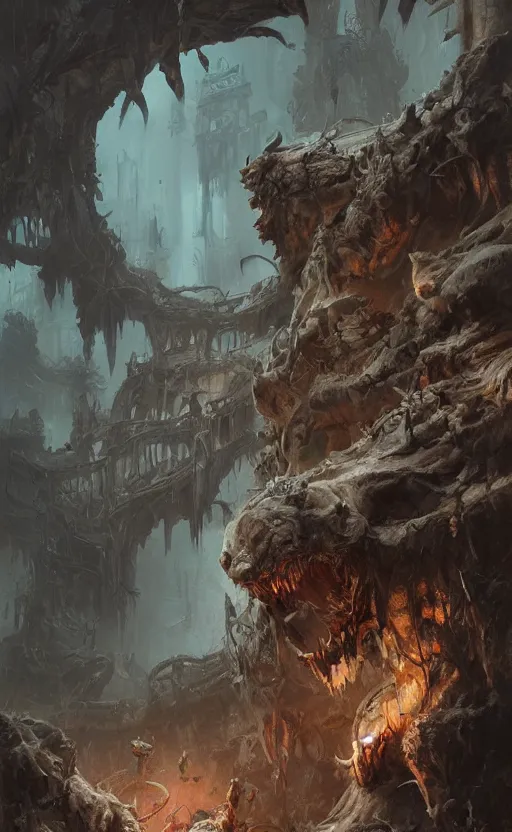 Image similar to catacombs full of rodent creatures, front game card, drark, marvel comics, dark, intricate, highly detailed, smooth, artstation, digital illustration by ruan jia and mandy jurgens and artgerm and wayne barlowe and greg rutkowski and zdislav beksinski