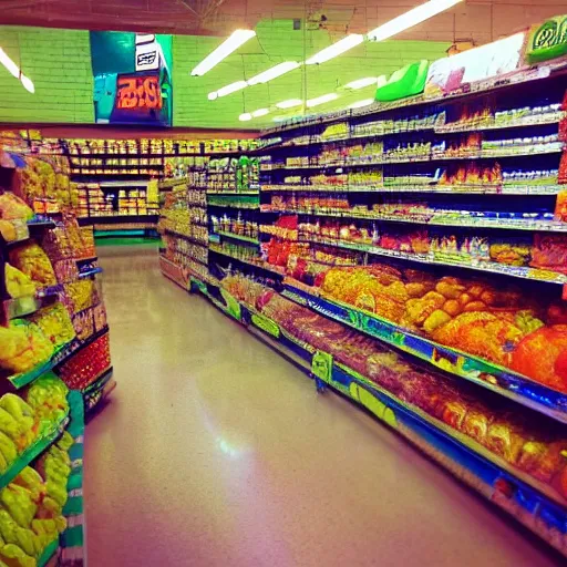 Image similar to “inside a grocery store at night panting”