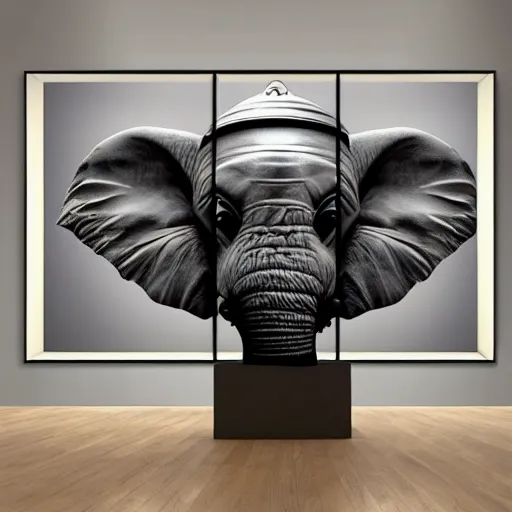 Image similar to elephant yoda patriot potus, modern art placed in a large living room, art designers magazine HD photo superrealism 3d 8k resolution