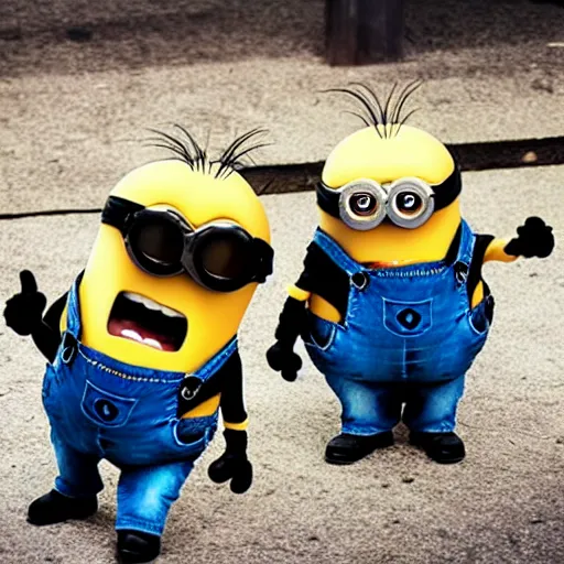 Image similar to real life minions, ultra realistic