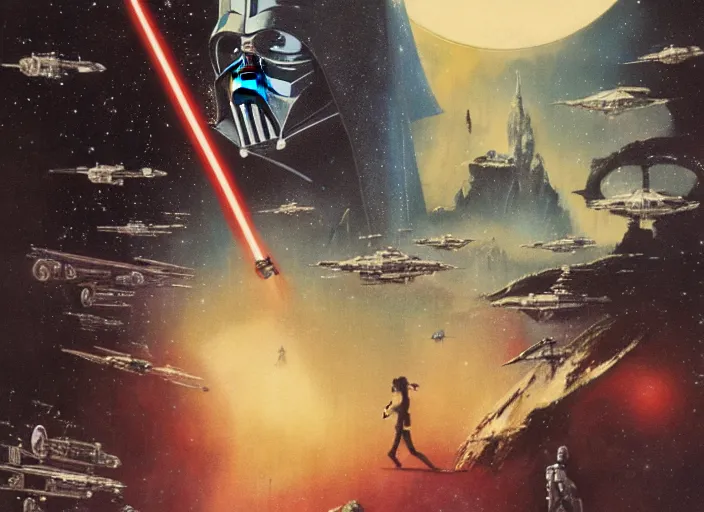 Image similar to film still of Star Wars Return of the Jedi Artwork by Dice Tsutsumi, Makoto Shinkai, Studio Ghibli