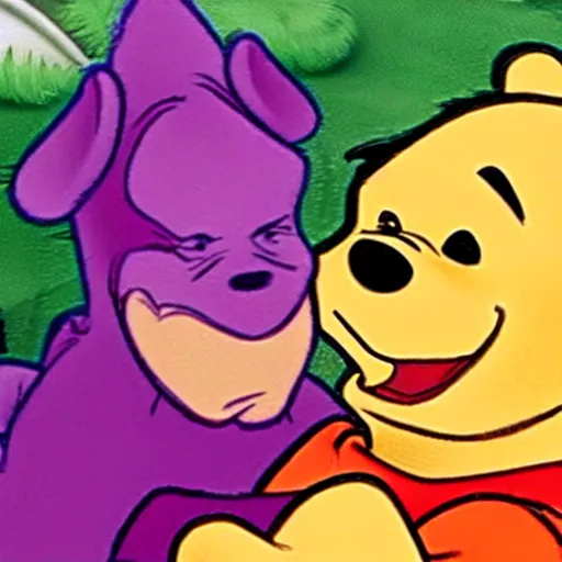 Image similar to winnie the pooh playing the joker from batman