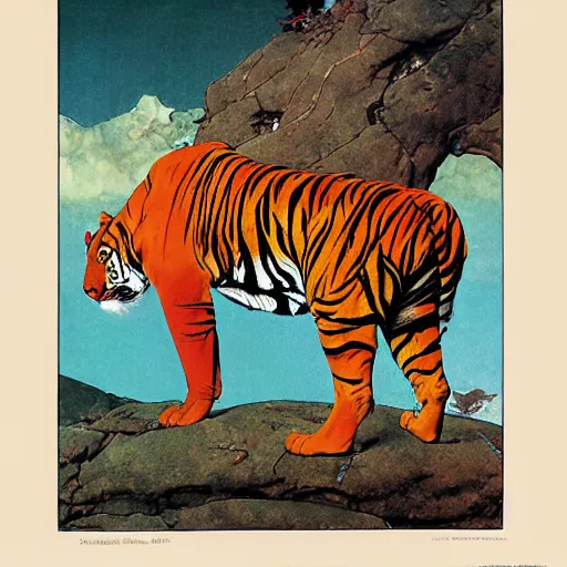 Image similar to [ origami tiger ] by moebius, norman rockwell, frank frazetta, and syd mead