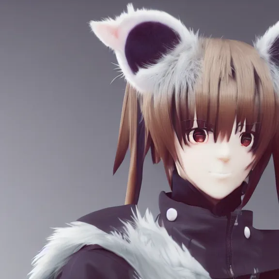 Image similar to 3D render of a cute emo anime boy with cat ears and tail, fantasy artwork, fluffy, mid-shot, award winning, hyper detailed, very very very beautiful, studio lighting, artstation, unreal engine, unreal 5, 4k, octane renderer