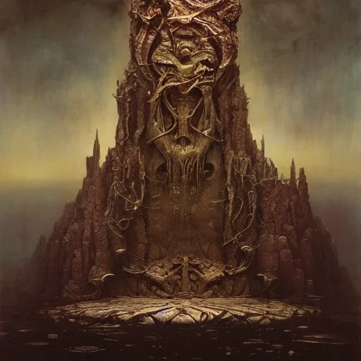 Prompt: the throne of reason | highly detailed matte painting, hyperrealistic, very intrincate | cinematic lighting, award - winning | by rachel ruysch, giger, beksinski and bocklin | by austin osman spare and william blake, trending on artstation, cgsociety, official art, octane.