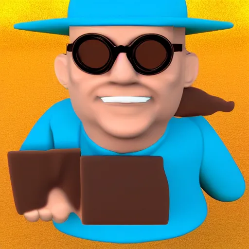 Prompt: Clay 3D, Software Wizard with Sunglasses