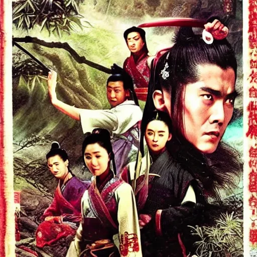 Image similar to wuxia, xianxia, shenmo fantasy, xuanhuan fantasy, martial artist, qi blast, 1 9 8 3 cinematic movie, hong kong movie