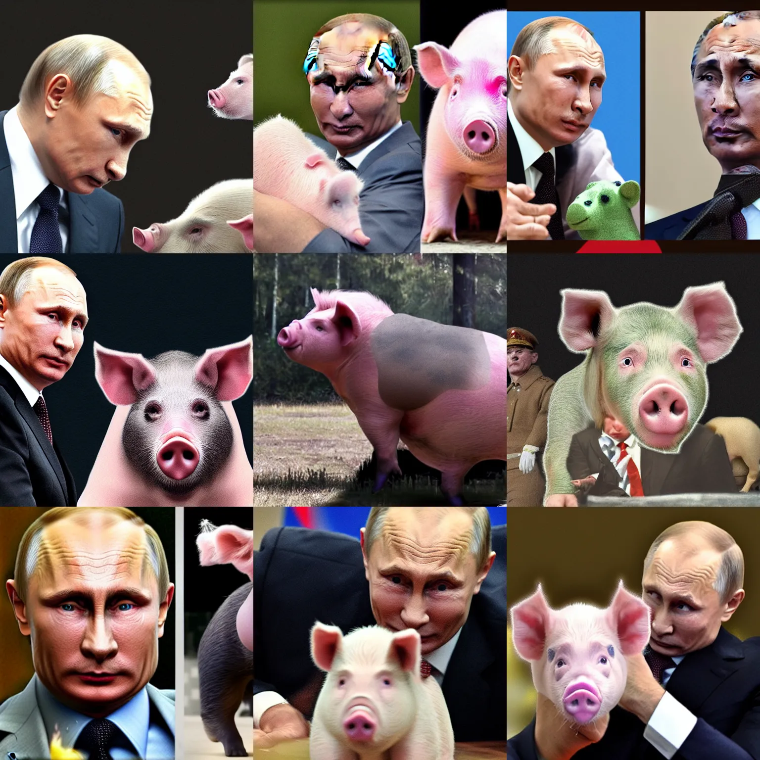 Prompt: vladimir putin and pig chimera