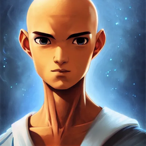 Image similar to Portrait of Aang from Avatar: The Last Airbender, by Charlie Bowater