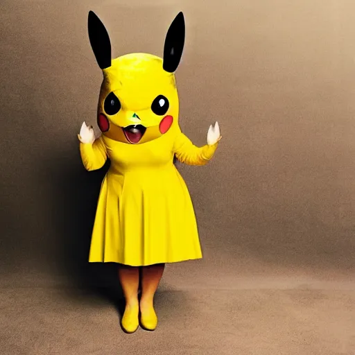 Prompt: elegant woman dressed up as pikachu, photo by Annie Liebovitz