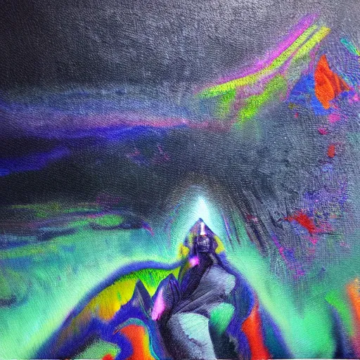 Prompt: visions of glitch, oil Painting