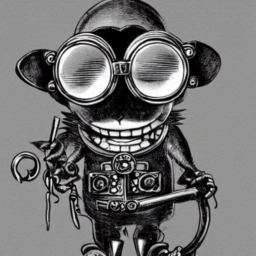 Prompt: a rat with steampunk googles, by Eiichiro Oda