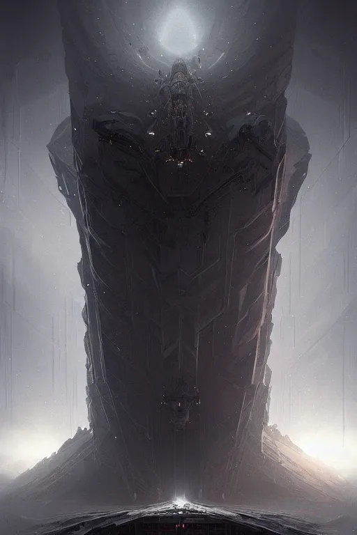 Image similar to professional concept art of a symmetrical fractal ominous floating robotic terrifying giant thing in a dark room by artgerm and greg rutkowski ( thin white border ). an intricate, elegant, highly detailed digital painting, concept art, smooth, sharp focus, illustration, in the style of cam sykes, wayne barlowe, igor kieryluk.