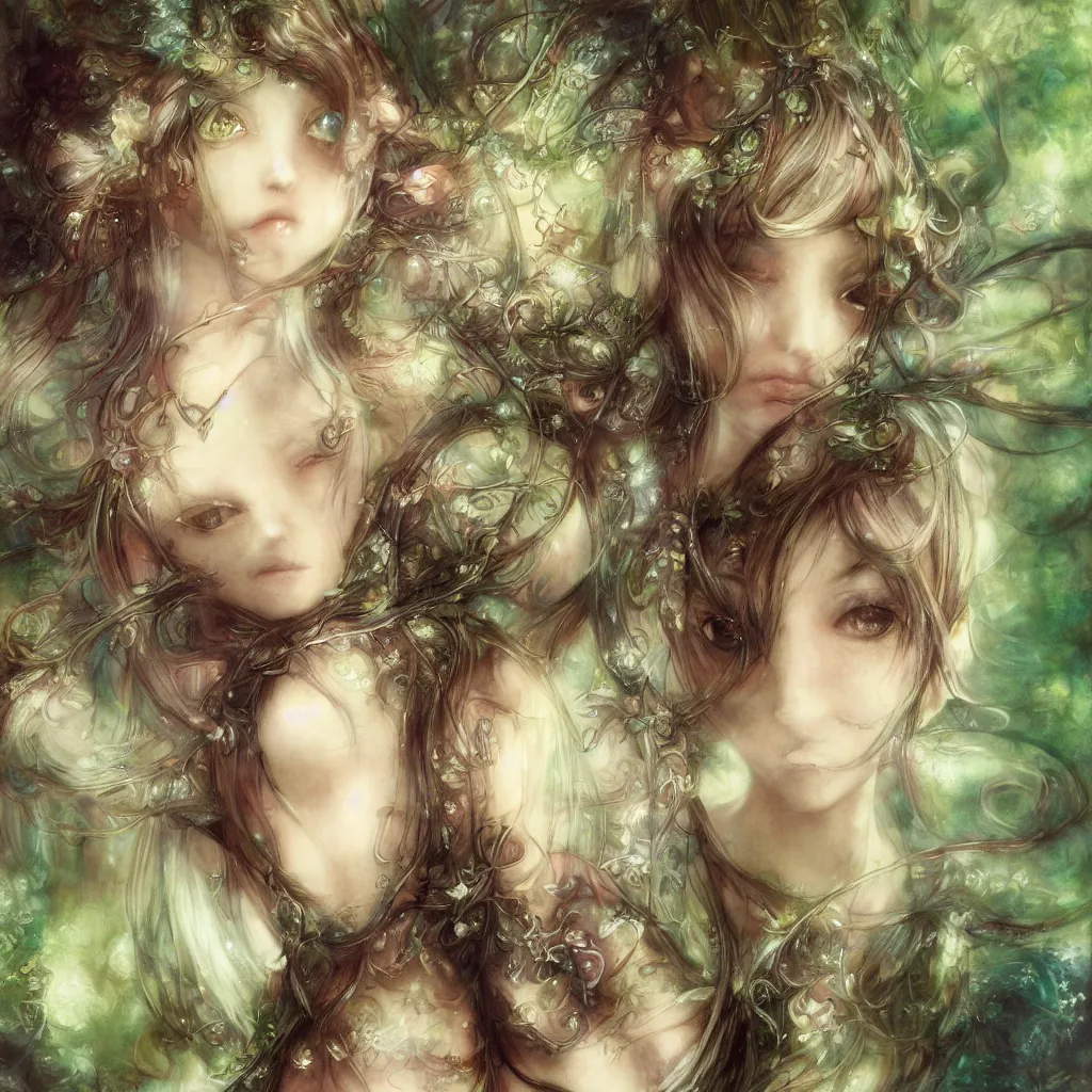 Image similar to focused portrait of a nymph fairy by yoshitaka amano