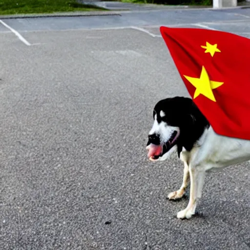 Image similar to photo of a dog wearing a ninja uniform throwing a Chinese-star