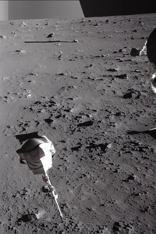 Prompt: apollo mission footage of astronaut waving a rainbow flag on mars