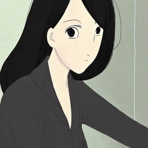 Image similar to a beautiful portrait of rebecca hall by mamoru hosoda