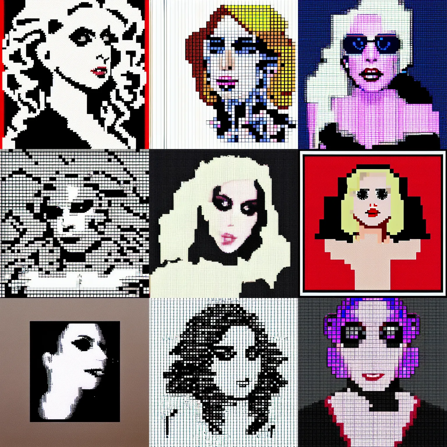 Image similar to lady Gaga pixel art