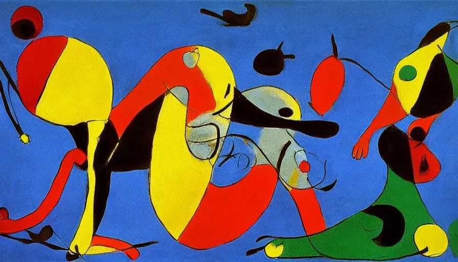 Image similar to capoeira, painting by joan miro