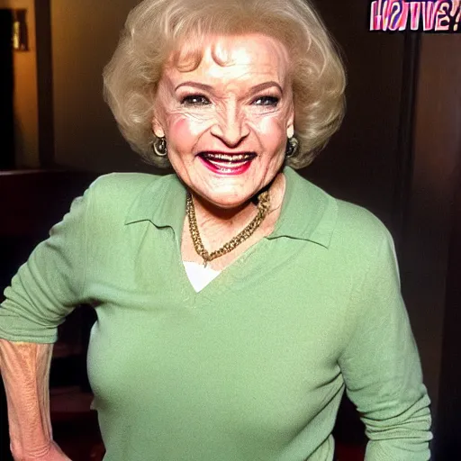 Image similar to buff betty white with huge muscles