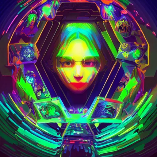 Image similar to skill magic geek inside matrix deepdream radiating a glowing aura stuff loot legends stylized digital illustration video game icon artstation lois van baarle, ilya kuvshinov, rossdraws,