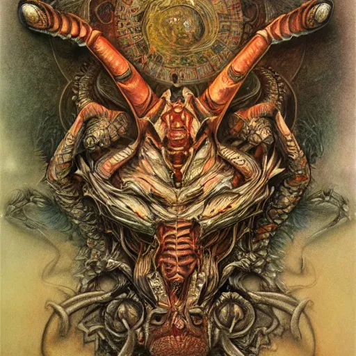 Image similar to detailed and sharp portrait of scorpio artistic zodiac artwork, mystic style, detailed, 8 k, detailed, symmetrical, by brian froud