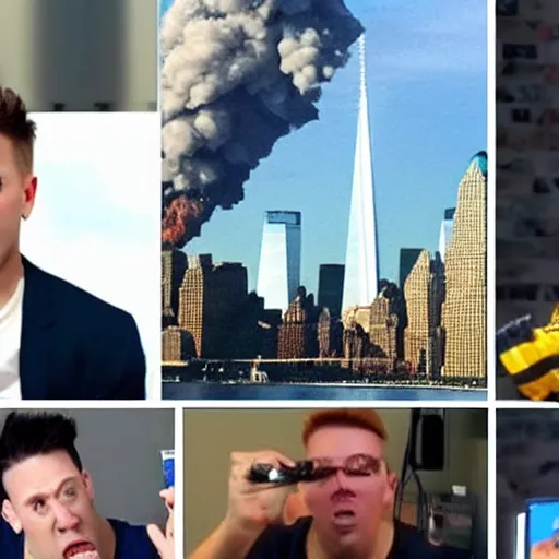 Prompt: Youtubers reacting to 9/11