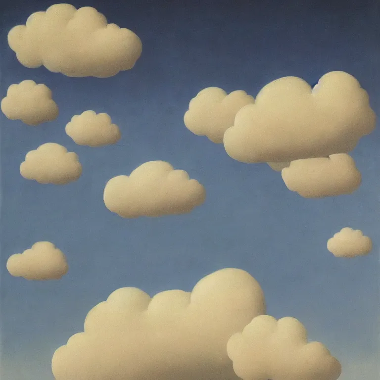 Image similar to portrait of a cloud man by rene magritte, detailed painting, hd, hq, high resolution, high detail, 4 k, 8 k