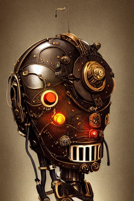 Image similar to steampunk helmet fantasy art mask robot ninja stylized digital illustration sharp focus, elegant intricate digital painting artstation concept art global illumination ray tracing advanced technology chaykin, howard