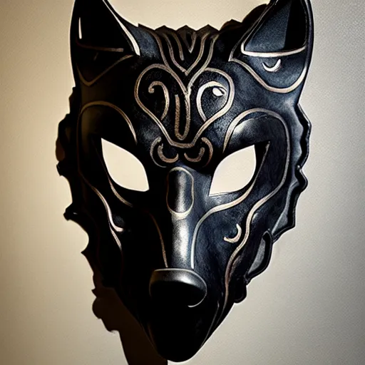 Prompt: mask of wolf - god, studio photo