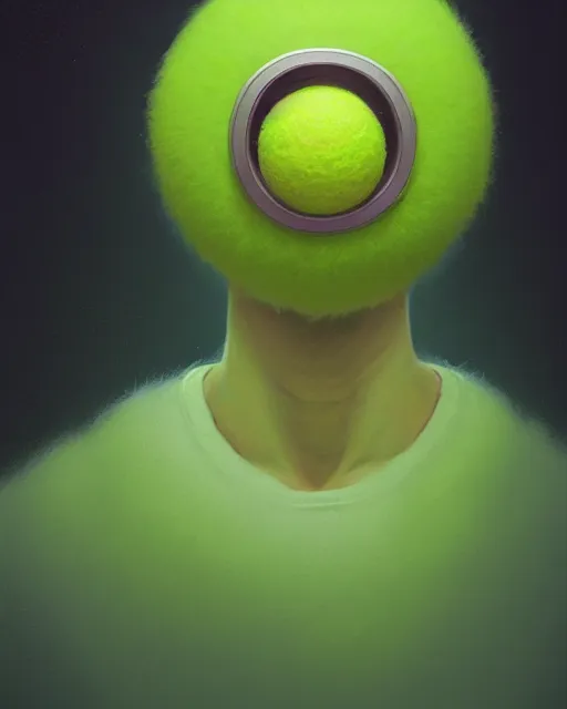 Image similar to highly detailed vfx portrait of a character of a tennis ball monster stephen bliss, chalk, unrealengine, greg rutkowski, loish, rhads, beeple, chalk, makoto shinkai and lois van baarle, ilya kuvshinov, rossdraws, tom bagshaw, basil gogos