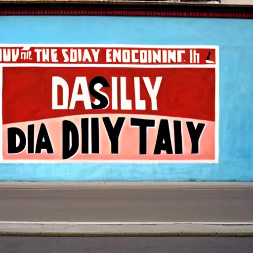 Image similar to a socialist realist mural that only says daily!!!!!!!!